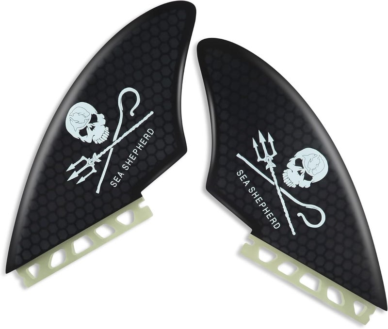 AQUBONA Twin Keel Fins, Single Tab Dual Tabs Fins Surfboard Fins, Twin Fin Fishtail Surfboard Fins Twin Keels - Smooth Fiberglass Flex - Image 4